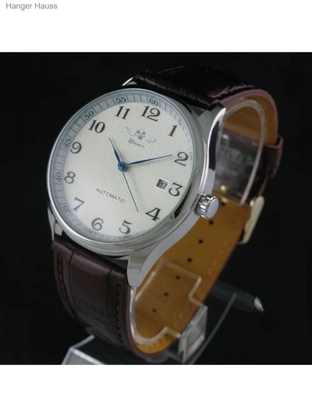 Men's Automatic Mechanical Watch - Leather Band, Day Calendar, Waterproof